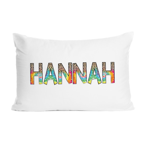 Personalized name colorful animal print tie dye text pillowcase / pillow