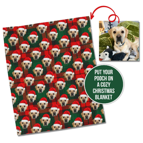 Christmas pet funny dog cat hamster guinea pig face photo blanket