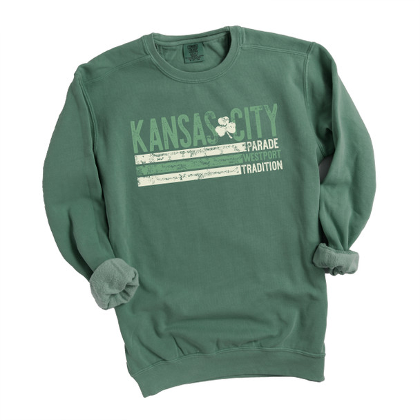 St. Patrick's Day kansas city parade westport tradition comfort colors crew neck sweatshirt