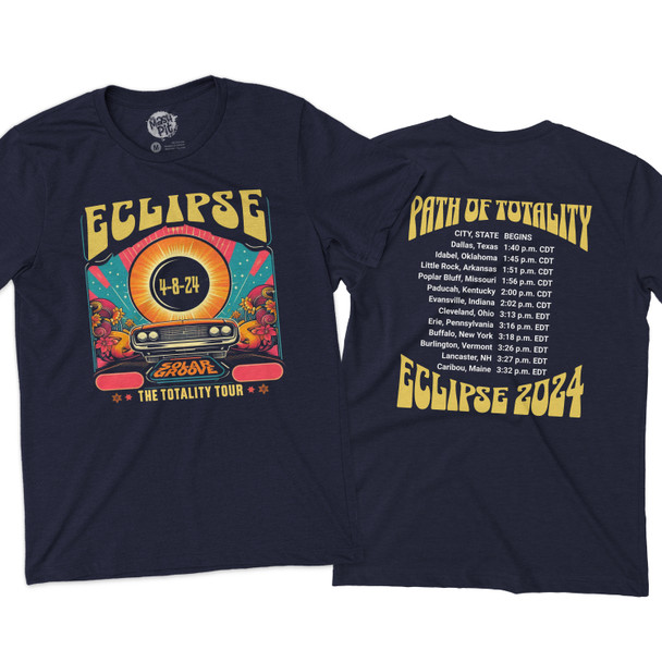 Eclipse 2024 the totality tour retro poster concert style front and back print Tshirt