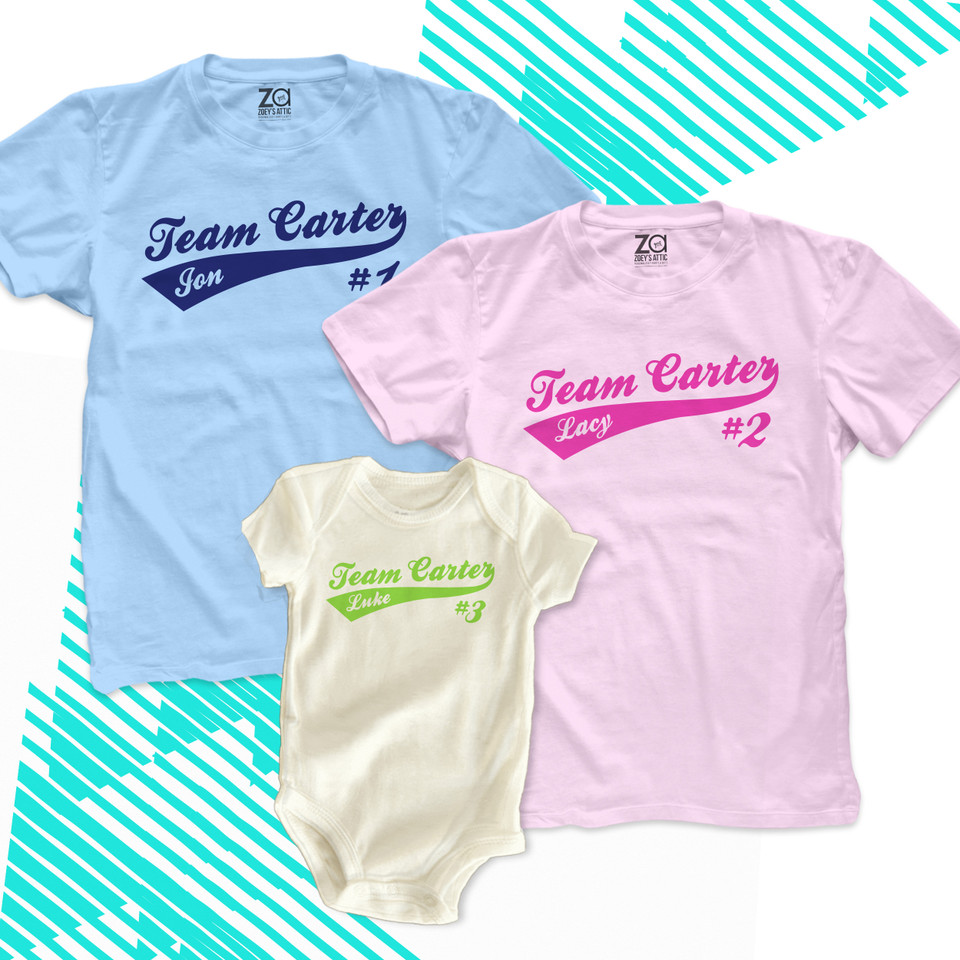 customized brother sister shirts, sporty team family personalized