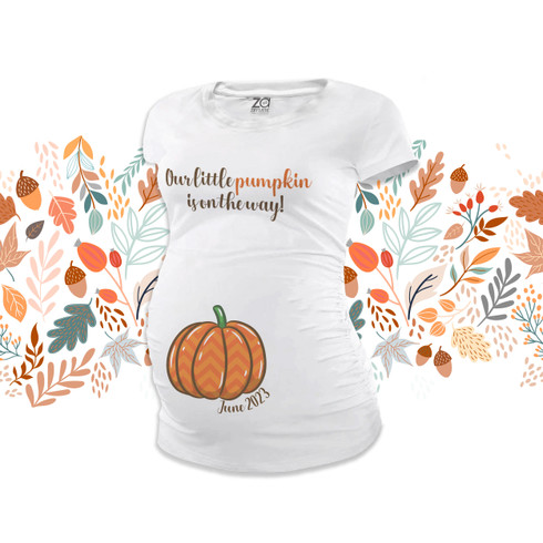 personalized maternity shirt, little pumpkin on the way Halloween or ...