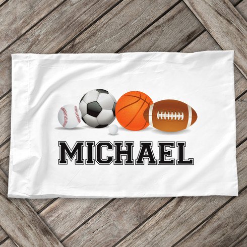 Sports theme with sports balls personalized pillowcase / pillow
