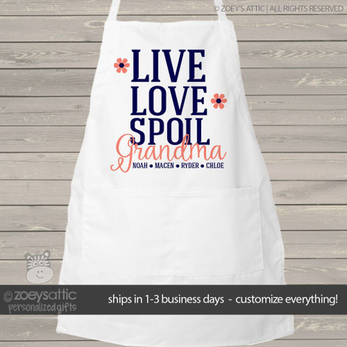 adult dark apron, mom promoted to grandma dark bib apron