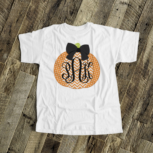 Zoey's Attic Fall Pumpkin Vine Monogram T-Shirt