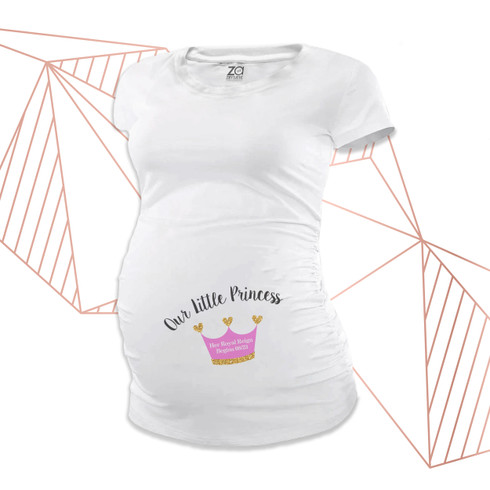 personalized maternity shirt, our little princess crown belly print gender  reveal top