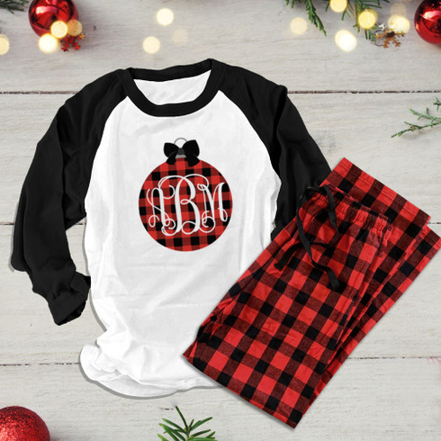 Christmas Print Tee & Buffalo Plaid Pants PJ Set