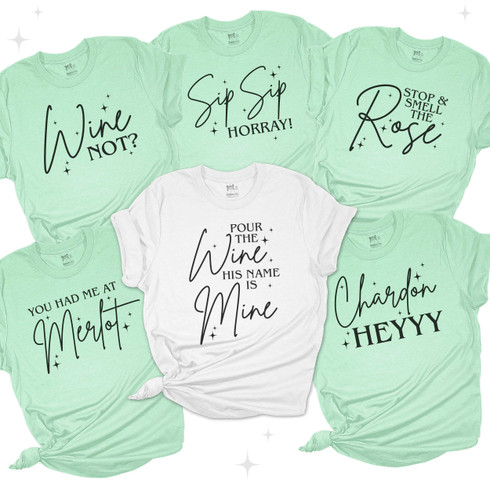 bachelorette party shirt, bride on cloud nine custom wine saying