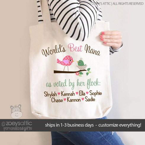 grandma tote bag, worlds best Nana bag mothers day gift