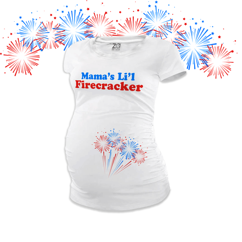 Zoey's Attic July 4th Red White and Blue Ready to Pop non-maternity or Maternity Tshirt