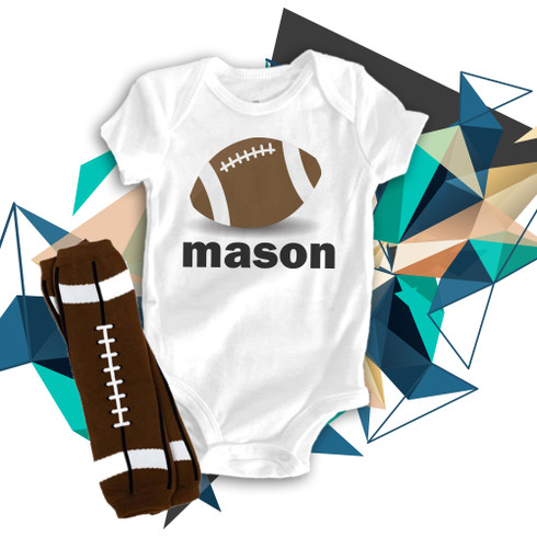 Personalized football bodysuit and leg warmer set