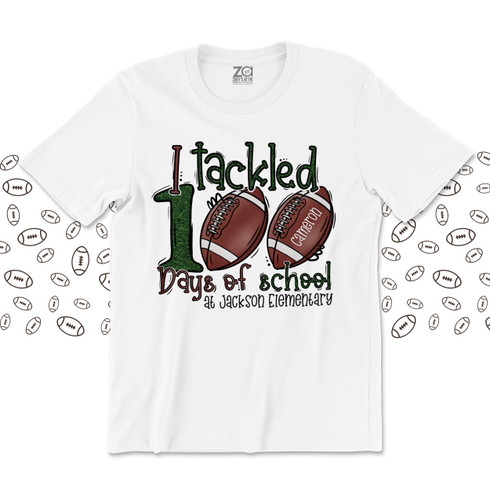 Student tackled 100 days of school football themed Tshirt