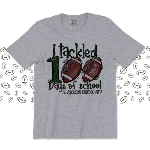 Student tackled 100 days of school football themed Tshirt