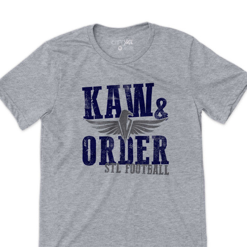 Funny kaw & order STL football unisex adult Tshirt