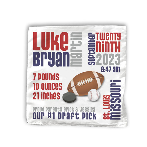 Birth announcement pillow sports football, baseball, hockey puck custom throw pillowcase pillow