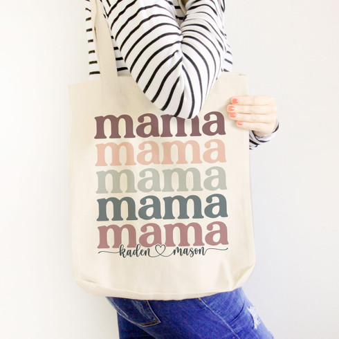 personalized tote bag, colorful mama mama gift bag