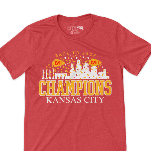 Kansas City champions back to back super bowl wins unisex adult tshirt or sweatshirt