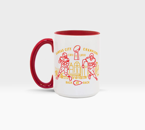 Kansas City champions back 2 back super bowl wins mahomes kelce tea coffee mug