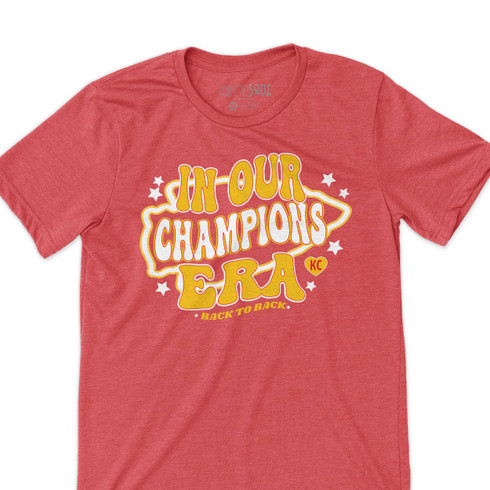 Kansas City football in our champions era back to back super bowl wins adult tshirt or sweatshirt