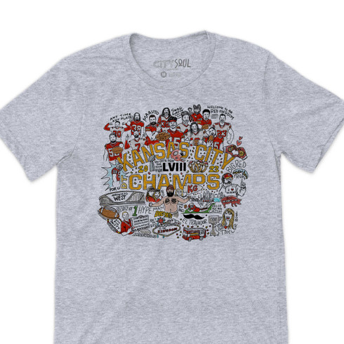 Kansas City LVIII champs hand drawn KC football 2023 moments unisex adult sweatshirt or tshirt