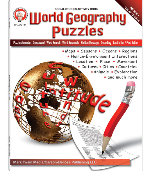 Grades 6-12 World Geography Puzzles Social Studies Activity Book