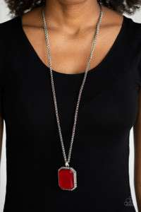 Bordered in dainty hematite rhinestones, an oversized faceted red emerald style gem swings from the bottom of an antiqued silver wheat chain for a blinding look. Features an adjustable clasp closure.
Sold as one individual necklace. Includes one pair of matching earrings. Bordered in dainty hematite rhinestones, an oversized faceted red emerald style gem swings from the bottom of an antiqued silver wheat chain for a blinding look. Features an adjustable clasp closure.
Sold as one individual necklace. Includes one pair of matching earrings.