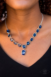 Featuring regal emerald style cuts, glittery blue gems link below the collar in an undeniably sparkly fashion. A slightly larger blue gem swings from the center, creating an eye-catching pendant. Features an adjustable clasp closure.
Sold as one individual necklace. Includes one pair of matching earrings. Featuring regal emerald style cuts, glittery blue gems link below the collar in an undeniably sparkly fashion. A slightly larger blue gem swings from the center, creating an eye-catching pendant. Features an adjustable clasp closure.
Sold as one individual necklace. Includes one pair of matching earrings.