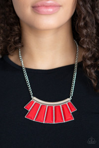 Featuring the deep shade of Evening Blue, energetic hue of red Chili Pepper, hue of Orange Tiger or black emerald style beads are pressed into a hammered silver plate. Featuring flared bottoms, the colorful beads fan out below the collar for a fierce finish. Features an adjustable clasp closure.
Sold as one individual necklace. Includes one pair of matching earrings. Featuring the deep shade of Evening Blue, energetic hue of red Chili Pepper, hue of Orange Tiger or black emerald style beads are pressed into a hammered silver plate. Featuring flared bottoms, the colorful beads fan out below the collar for a fierce finish. Features an adjustable clasp closure.
Sold as one individual necklace. Includes one pair of matching earrings.