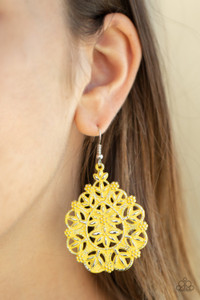 Brushed in a sunny yellow or rustic purple finish, a flowery filled silver frame coalesces into a whimsical teardrop for a seasonal look. Earring attaches to a standard fishhook fitting.
Sold as one pair of earrings. Brushed in a sunny yellow or rustic purple finish, a flowery filled silver frame coalesces into a whimsical teardrop for a seasonal look. Earring attaches to a standard fishhook fitting.
Sold as one pair of earrings.