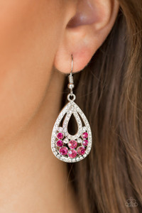 Encrusted in glassy white rhinestones, shimmery silver bars swoop into a glittery teardrop frame. Sparkling pink and white rhinestones are sprinkled across the airy frame for a refined finish. Earring attaches to a standard fishhook fitting.
Sold as one pair of earrings. Encrusted in glassy white rhinestones, shimmery silver bars swoop into a glittery teardrop frame. Sparkling pink and white rhinestones are sprinkled across the airy frame for a refined finish. Earring attaches to a standard fishhook fitting.
Sold as one pair of earrings.