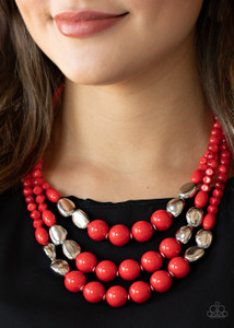 Featuring opaque and polished finishes, a mismatched collection of red and silver beads are threaded along invisible wires, creating colorful layers below the collar. Features an adjustable clasp closure.
Sold as one individual necklace. Includes one pair of matching earrings. Featuring opaque and polished finishes, a mismatched collection of red and silver beads are threaded along invisible wires, creating colorful layers below the collar. Features an adjustable clasp closure.
Sold as one individual necklace. Includes one pair of matching earrings.