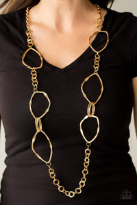 Mismatched sections of bold gold links, gold ovals, and flattened asymmetrical frames link across the chest for an abstract look. Features an adjustable clasp closure.
Sold as one individual necklace. Includes one pair of matching earrings. Mismatched sections of bold gold links, gold ovals, and flattened asymmetrical frames link across the chest for an abstract look. Features an adjustable clasp closure.
Sold as one individual necklace. Includes one pair of matching earrings.