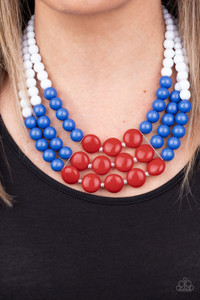 Held together by dainty silver fittings, strands of beads fade from white to blue to red along invisible wires below the collar for a statement-making finish. Features an adjustable clasp closure.
Sold as one individual necklace. Includes one pair of matching earrings. Held together by dainty silver fittings, strands of beads fade from white to blue to red along invisible wires below the collar for a statement-making finish. Features an adjustable clasp closure.
Sold as one individual necklace. Includes one pair of matching earrings.