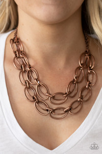 Varying in size, pairs of oval copper links connect into two bold layers below the collar for a gritty industrial look. Features an adjustable clasp closure.
Sold as one individual necklace. Includes one pair of matching earrings. Varying in size, pairs of oval copper links connect into two bold layers below the collar for a gritty industrial look. Features an adjustable clasp closure.
Sold as one individual necklace. Includes one pair of matching earrings.