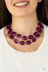 Two rows of dainty silver beads and faceted Magenta Purple faux stone beads alternate along invisible wires below the collar, creating bold, colorful layers. Features an adjustable clasp closure.
Sold as one individual necklace. Includes one pair of matching earrings. Two rows of dainty silver beads and faceted Magenta Purple faux stone beads alternate along invisible wires below the collar, creating bold, colorful layers. Features an adjustable clasp closure.
Sold as one individual necklace. Includes one pair of matching earrings.