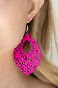 Stenciled in an airy cutout pattern, a teardrop pink wooden frame swings from the ear for a seasonal look. Earring attaches to a standard fishhook fitting.
Sold as one pair of earrings. Stenciled in an airy cutout pattern, a teardrop pink wooden frame swings from the ear for a seasonal look. Earring attaches to a standard fishhook fitting.
Sold as one pair of earrings.