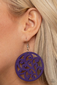 Stenciled in vine-like filigree, a Magenta Purple wooden frame swings from the ear for an earthy look. Earring attaches to a standard fishhook fitting.
Sold as one pair of earrings. Stenciled in vine-like filigree, a Magenta Purple wooden frame swings from the ear for an earthy look. Earring attaches to a standard fishhook fitting.
Sold as one pair of earrings.