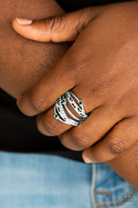 Mismatched silver bands arc across the finger, coalescing into an airy frame. Dainty green and white rhinestones are sporadically sprinkled across the shimmery layers for a refined finish. Features a stretchy band for a flexible fit.
Sold as one individual ring. Mismatched silver bands arc across the finger, coalescing into an airy frame. Dainty green and white rhinestones are sporadically sprinkled across the shimmery layers for a refined finish. Features a stretchy band for a flexible fit.
Sold as one individual ring.