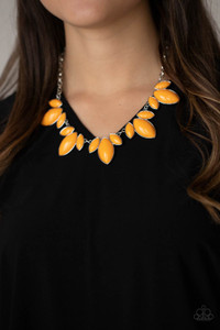 Trios of Marigold marquise shaped beads connect into leafy frames below the collar, creating a vivacious centerpiece. Features an adjustable clasp closure.
Sold as one individual necklace. Includes one pair of matching earrings. Trios of Marigold marquise shaped beads connect into leafy frames below the collar, creating a vivacious centerpiece. Features an adjustable clasp closure.
Sold as one individual necklace. Includes one pair of matching earrings.