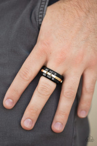 A glistening gold bar arcs across the center of a thick black band for a modern look. Features a stretchy band for a flexible fit.
Sold as one individual ring. A glistening gold bar arcs across the center of a thick black band for a modern look. Features a stretchy band for a flexible fit.
Sold as one individual ring.