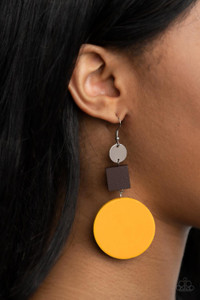 A shiny silver disc, brown wooden square, and oversized yellow wooden circle delicately link into a colorfully retro lure for a trendsetting finish. Earring attaches to a standard fishhook fitting.
Sold as one pair of earrings. A shiny silver disc, brown wooden square, and oversized yellow wooden circle delicately link into a colorfully retro lure for a trendsetting finish. Earring attaches to a standard fishhook fitting.
Sold as one pair of earrings.