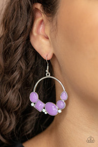 Dainty opalescent white rhinestones are sprinkled between dewy oval, square, and circular purple beads along the bottom of a silver hoop, creating a bubbly pop of color. Earring attaches to a standard fishhook fitting.
Sold as one pair of earrings. Dainty opalescent white rhinestones are sprinkled between dewy oval, square, and circular purple beads along the bottom of a silver hoop, creating a bubbly pop of color. Earring attaches to a standard fishhook fitting.
Sold as one pair of earrings.