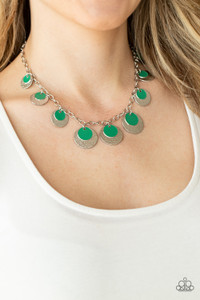 A stunning array of sparkling textured silver discs layered with Mint accent discs, fans out across the collar for a show-stopping cosmic display. Features an adjustable clasp closure.
Sold as one individual necklace. Includes one pair of matching earrings. A stunning array of sparkling textured silver discs layered with Mint accent discs, fans out across the collar for a show-stopping cosmic display. Features an adjustable clasp closure.
Sold as one individual necklace. Includes one pair of matching earrings.