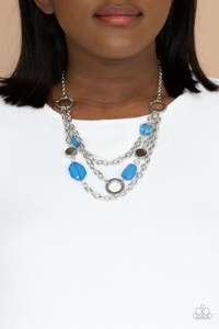 Varying in shape and opacity, glassy French Blue crystal-like beads, asymmetrical silver discs, and textured silver rings haphazardly adorn three silver chains below the collar for a whimsical pop of color. Features an adjustable clasp closure.
Sold as one individual necklace. Includes one pair of matching earrings. Varying in shape and opacity, glassy French Blue crystal-like beads, asymmetrical silver discs, and textured silver rings haphazardly adorn three silver chains below the collar for a whimsical pop of color. Features an adjustable clasp closure.
Sold as one individual necklace. Includes one pair of matching earrings.