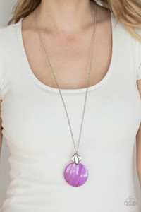 Featuring a glistening iridescence, a Lavender shell-like disc attaches to a shiny silver frame at the bottom of a lengthened silver chain, creating a summery pendant. Features an adjustable clasp closure.
Sold as one individual necklace. Includes one pair of matching earrings. Featuring a glistening iridescence, a Lavender shell-like disc attaches to a shiny silver frame at the bottom of a lengthened silver chain, creating a summery pendant. Features an adjustable clasp closure.
Sold as one individual necklace. Includes one pair of matching earrings.