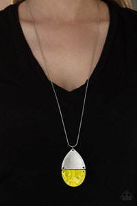 An Illuminating shell-like half moon frame links to a shiny silver triangular plate at the bottom of a lengthened silver snake chain, creating a summery pendant. Features an adjustable clasp closure.
Sold as one individual necklace. Includes one pair of matching earrings. An Illuminating shell-like half moon frame links to a shiny silver triangular plate at the bottom of a lengthened silver snake chain, creating a summery pendant. Features an adjustable clasp closure.
Sold as one individual necklace. Includes one pair of matching earrings.