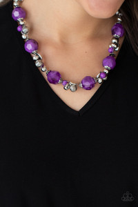 Faceted opaque Amethyst Orchid crystal-like beads join clusters of mismatched silver and Amethyst Orchid beads along a wire, creating a vivacious pop of color below the collar. Features an adjustable clasp closure.
Sold as one individual necklace. Includes one pair of matching earrings. Faceted opaque Amethyst Orchid crystal-like beads join clusters of mismatched silver and Amethyst Orchid beads along a wire, creating a vivacious pop of color below the collar. Features an adjustable clasp closure.
Sold as one individual necklace. Includes one pair of matching earrings.