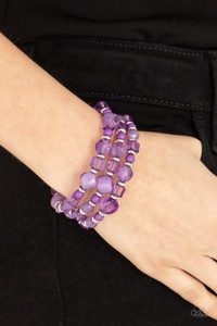 Featuring glassy, polished, and opaque finishes, a whimsical collection of Amethyst Orchid pebble, crystal, and acrylic beads are threaded along a dainty wire, creating a colorful infinity wrap bracelet around the wrist.
Sold as one individual bracelet. Featuring glassy, polished, and opaque finishes, a whimsical collection of Amethyst Orchid pebble, crystal, and acrylic beads are threaded along a dainty wire, creating a colorful infinity wrap bracelet around the wrist.
Sold as one individual bracelet.