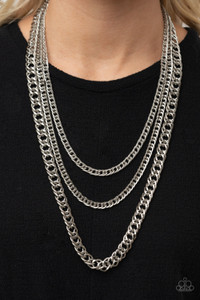 Bold layers of glistening silver chains of varying sizes and textures, fall like a weighty medal across the chest creating an edgy industrial effect. Features an adjustable clasp closure.
Sold as one individual necklace. Includes one pair of matching earrings. Bold layers of glistening silver chains of varying sizes and textures, fall like a weighty medal across the chest creating an edgy industrial effect. Features an adjustable clasp closure.
Sold as one individual necklace. Includes one pair of matching earrings.