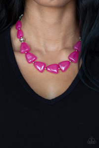 Infused with dainty silver and faceted silver beads, imperfect triangular opaque Fuchsia Fedora beads are threaded along an invisible wire below the collar for a vivacious pop of color. Features an adjustable clasp closure.
Sold as one individual necklace. Includes one pair of matching earrings. Infused with dainty silver and faceted silver beads, imperfect triangular opaque Fuchsia Fedora beads are threaded along an invisible wire below the collar for a vivacious pop of color. Features an adjustable clasp closure.
Sold as one individual necklace. Includes one pair of matching earrings.